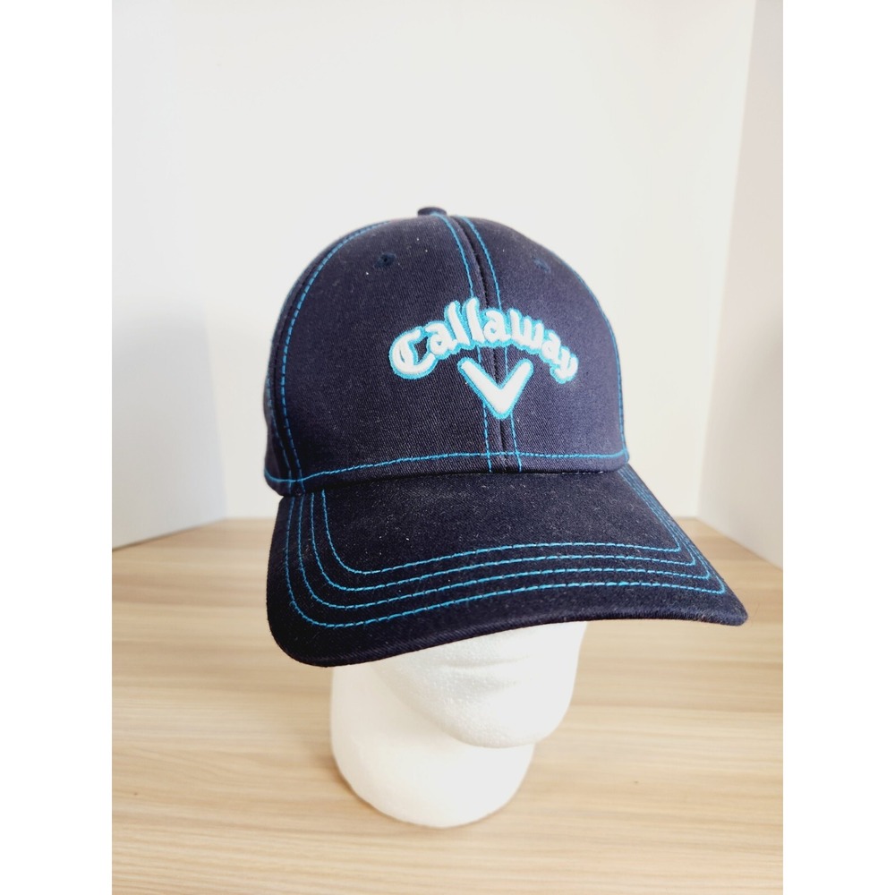 Callaway Navy Blue Cotton Twill‎ Cap Red Raised Embroidered Lettering Adjustable